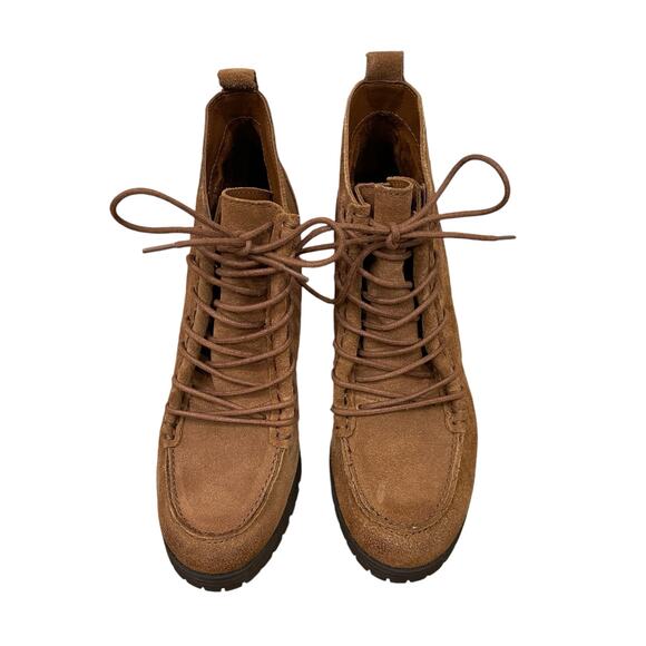 Circus by Sam Edelman Saddle Brown Suede Chunky Heel Bootie Size 8 - Picture 3 of 13